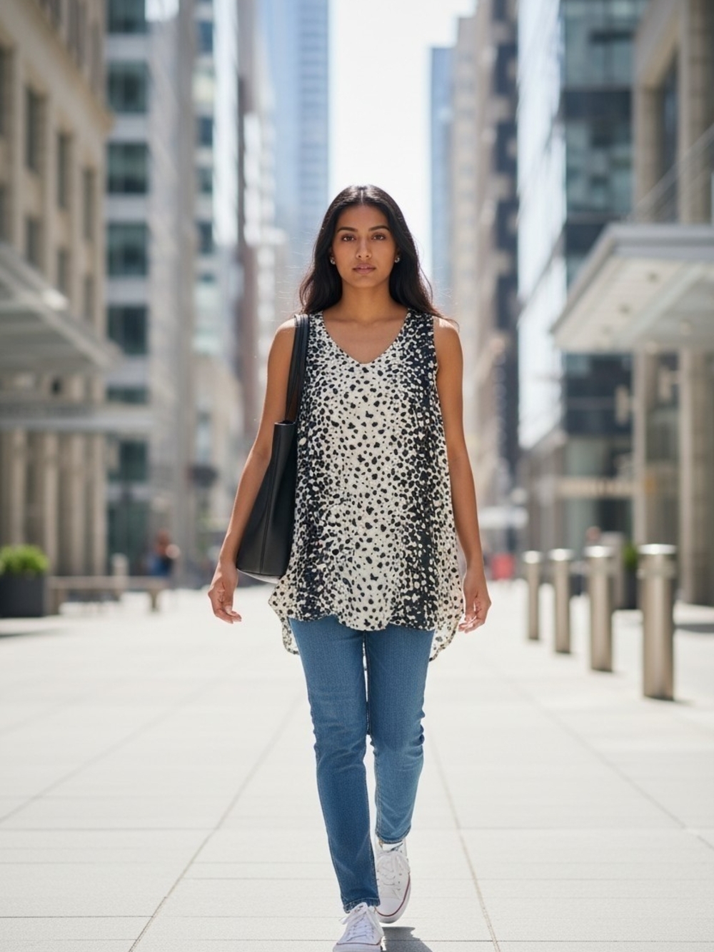Vince Beige and Black Leopard-Print Sleeveless Silk Tank